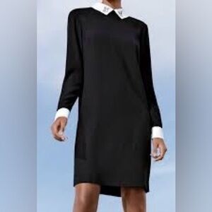 Victoria Beckham for Target Black Long Sleeve Dress with White Collar and Cuffs